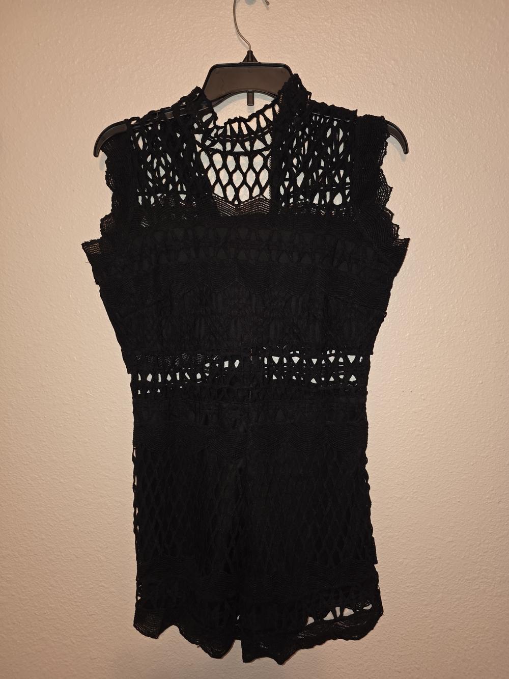 Sleeveless Black Crochet Knit Romper - Women's Top Layer New w/o Tags Junior Fit